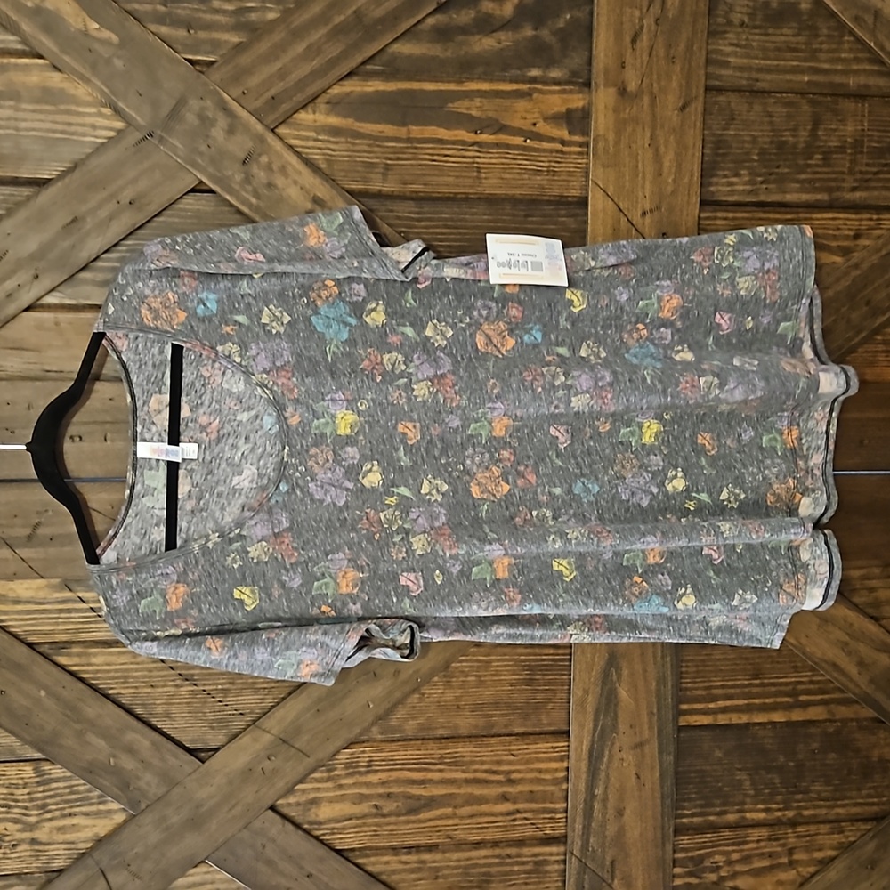 3XL LuLaRoe Classic T Heathered Charcoal with Abstract Floral